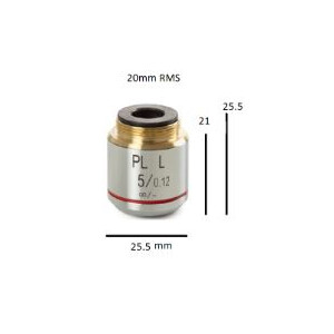 Euromex -objektiv BS.8105, plan PL 5x/0,12, w.d. 26,1 mm, oändligt (bScope)